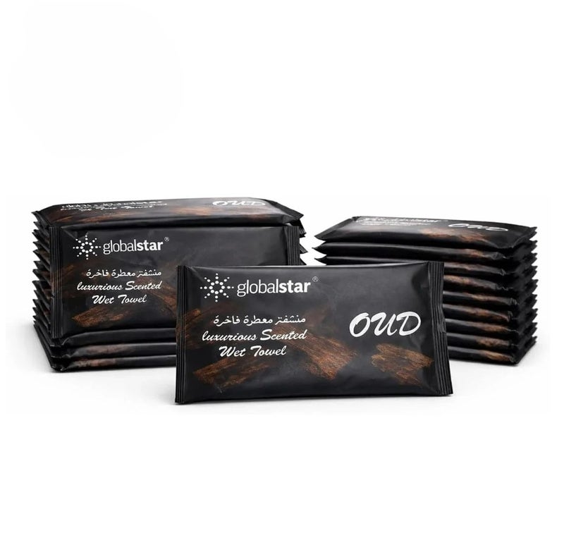 Globalstar OUD Luxurious Scented Wet Towels – Alcohol-Free Individually Wrapped Wipes - Image 1